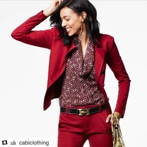 cabi Rhubarb #3175 Red Ponte Knit Ava Outing Blazer Jacket Sz 4 EUC
